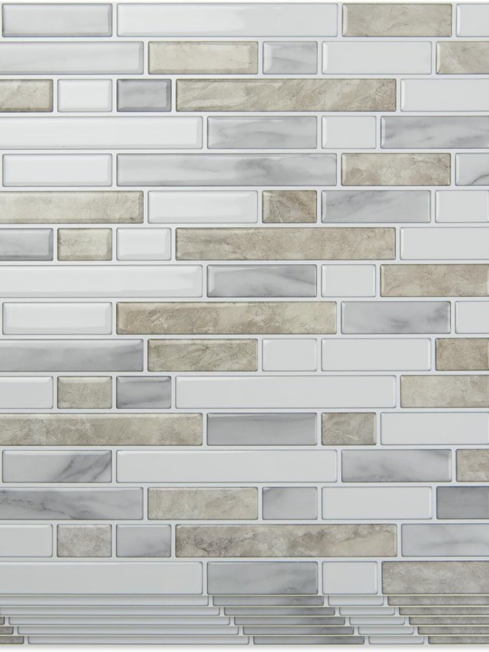 Linear Design Tile Peel and Stick Backsplash, 10-Sheet, Beige & White
